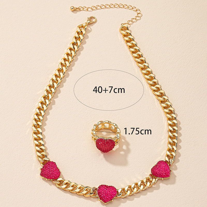Fashion Simple Heart-shaped Alloy Necklace Ring Set display picture 4
