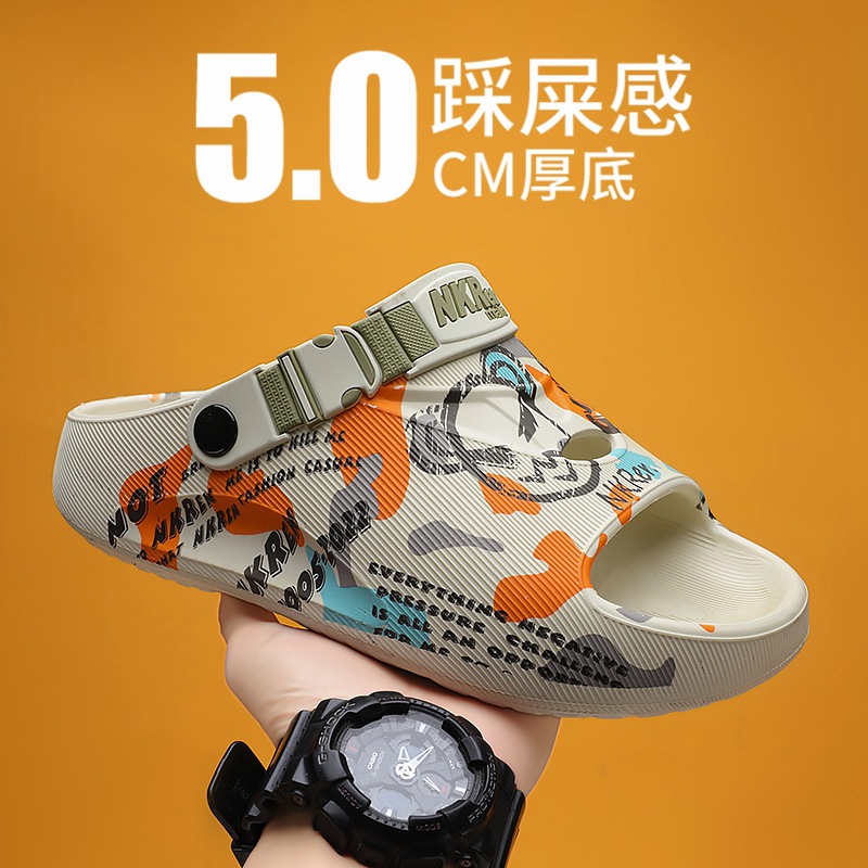 En nombre de las pantuflas, verano para hombres, nuevo estilo, deportes, conducción de doble uso, fondo suave, gran tamaño 46 sandalias y zapatillas de playa al aire libre