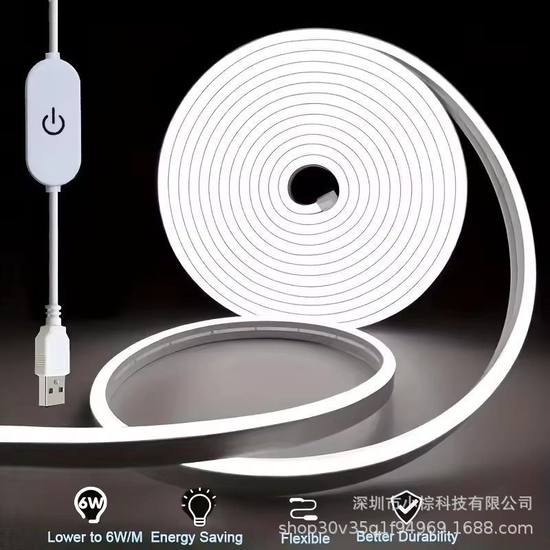 LED ライトストリップシリコーンネオンライトタッチスイッチ調光可能な防水柔軟なライトストリップ部屋の家の装飾に適しています|undefined