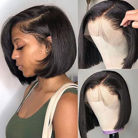 Lace Front Bob Wig, Suitable for Black Women. Glue-Free Bobo Wig, Includes Baby Hair Strands.