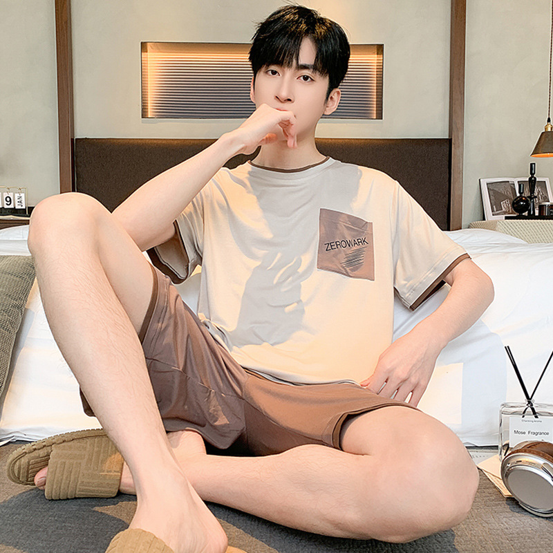 Pijamas para hombres 2024 nuevo modelo de verano pantalones cortos de mangas cortas delgados de verano grande conjunto de ropa casera casual