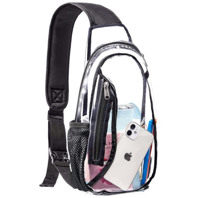Amazon nuevo stock PVC backpack transparente mochila de pecho casual para estadios de senderismo o conciertos