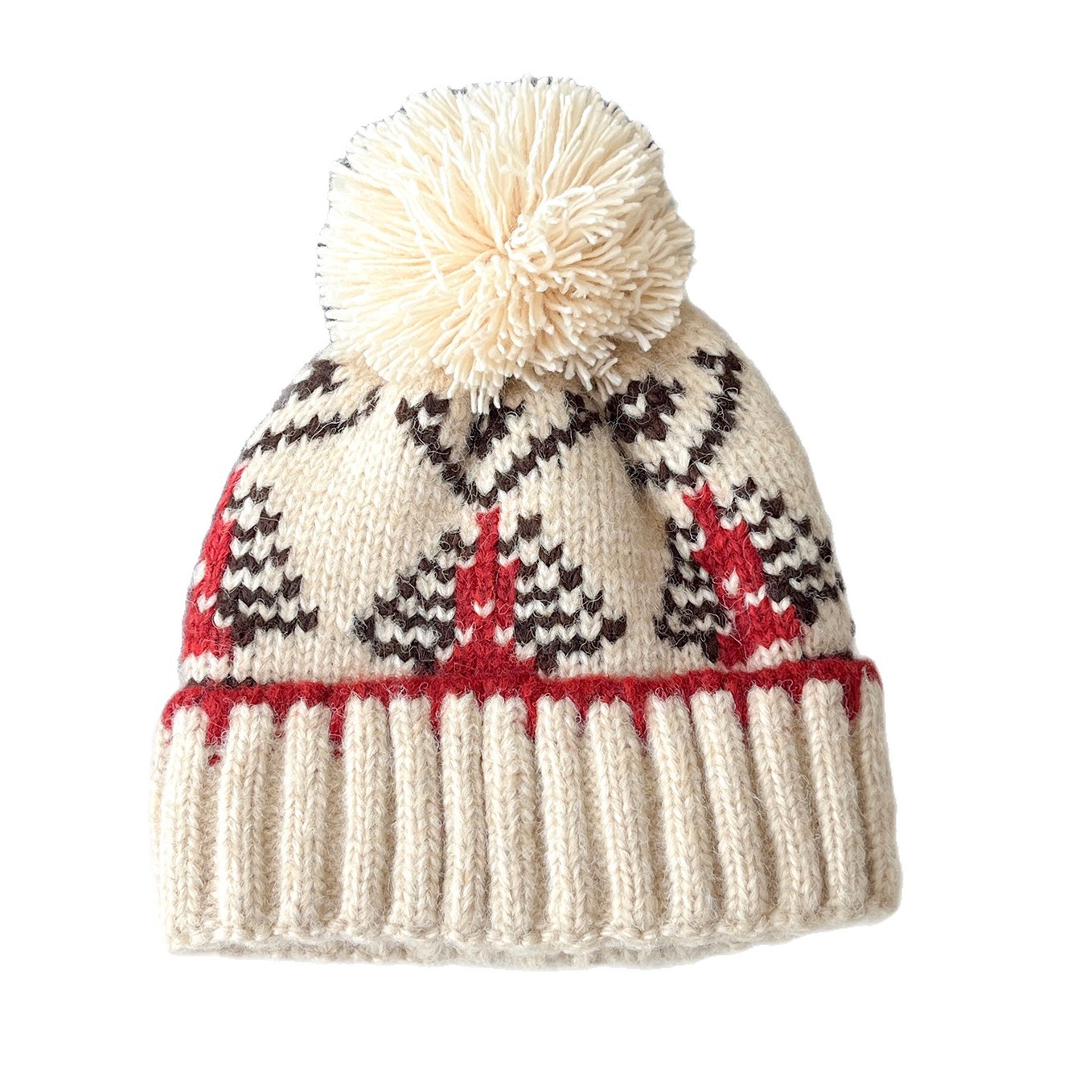 Gorro de punto con pompón, estilo jacquard retro coreano otoñal para mujer, ideal para el invierno. Diseño cálido y acogedor, con protección para las orejas, estilo Fair Isle._voghion.com