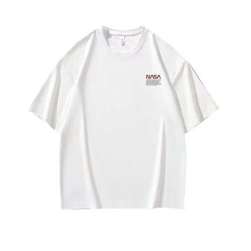 New 2024 Men's Trendy Celebrity Style Chiffon T-Shirt, Loose Plus Size Round Neck Printed Versatile Base Layer Top