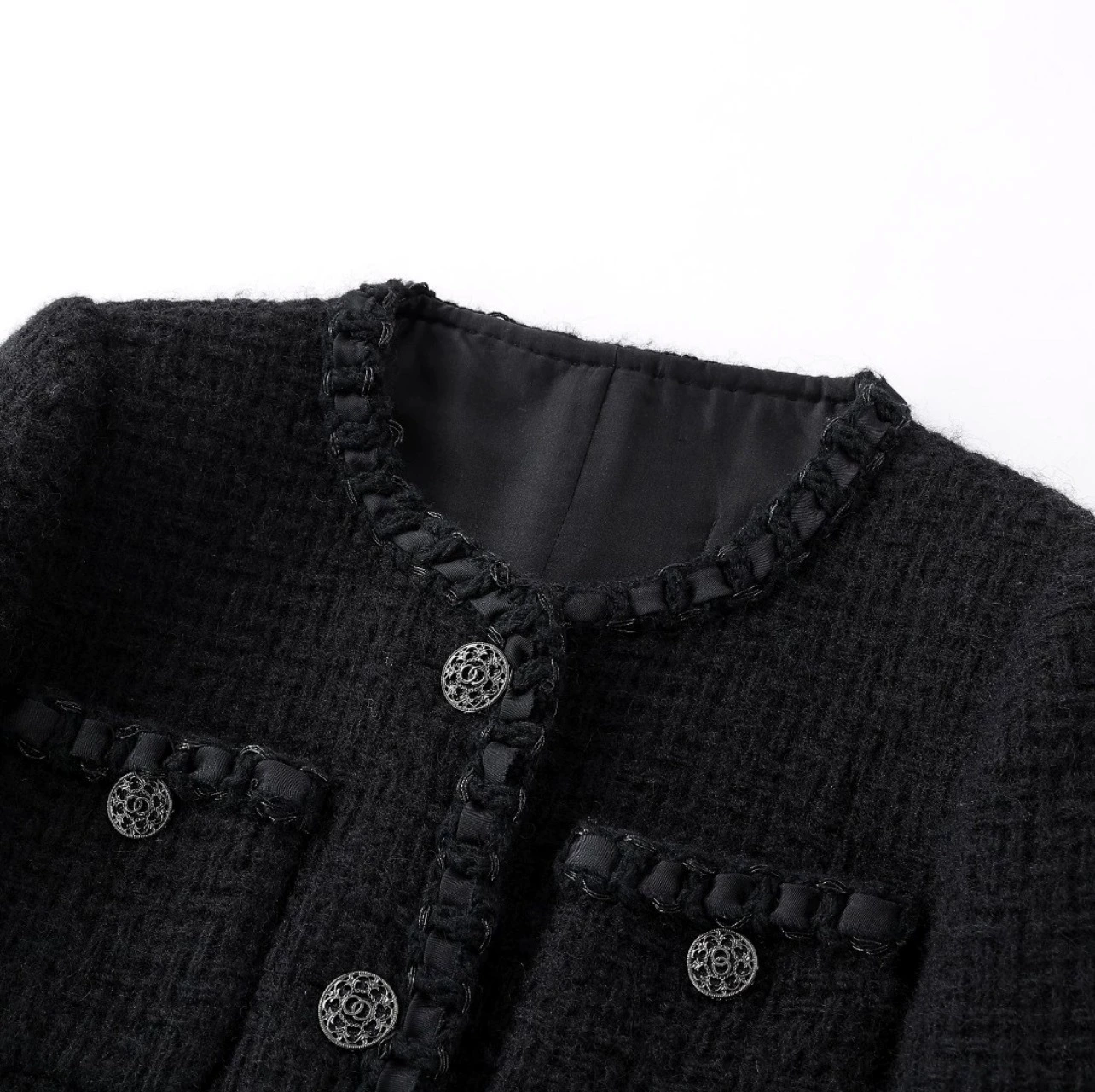 Флис модная демисезонная куртка, стиль Chanel, свободный крой