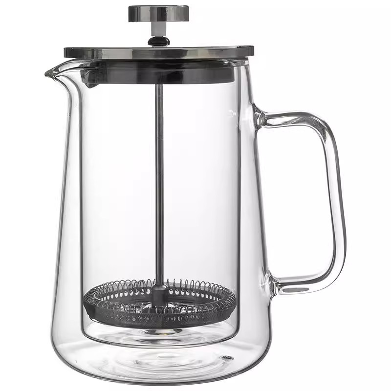 Olla de presión francesa de café de doble capa transfronteriza con filtro de café casero escalado con cafetera de punzante de mano Mocha resistente al calor