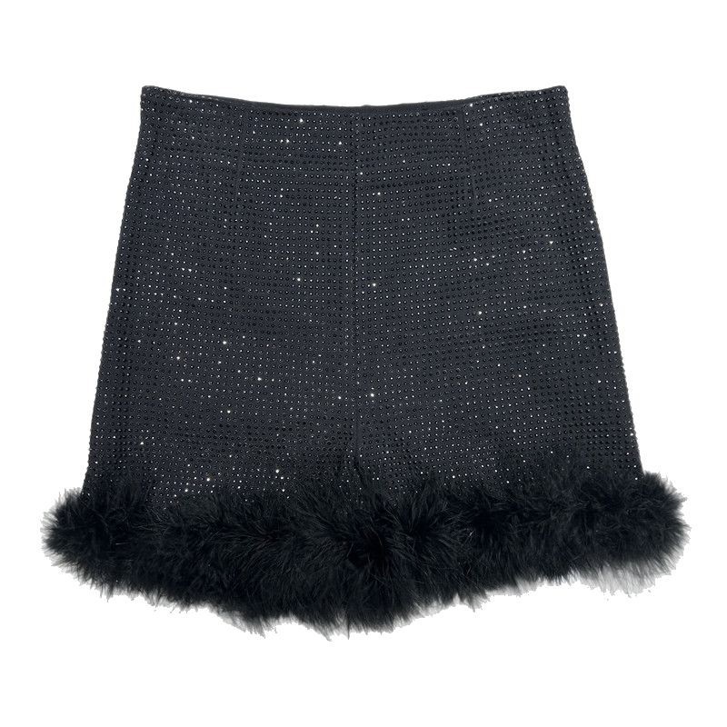 Pantalones Cortos con Pedrería y Plumas para Mujer Diseño Elástico para Fiesta