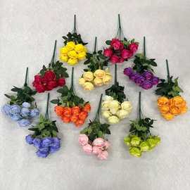人造绢花9头雪山玫 浪漫婚礼堂路引插花假花 酒店拱门装饰绢花