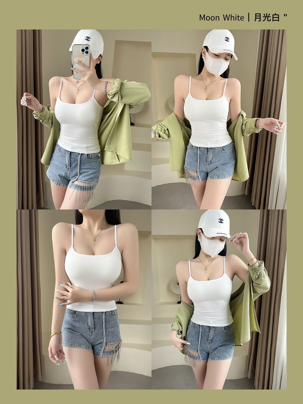 Camisola de espalda de belleza de verano para mujer con almohadilla para el pecho engrosada, soporte superior, interior y exterior, camisola de expansión de fondo y exterior