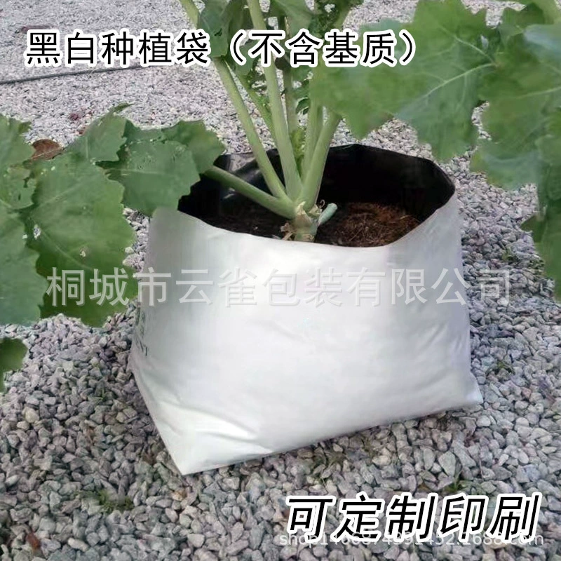 Черно-белый мешок для посадки Длинная полоса Красота Посадка Мешок для рассады Беспочвенный мешок для выращивания кокосовых отрубей Сумка для печати ЛОГОТИП