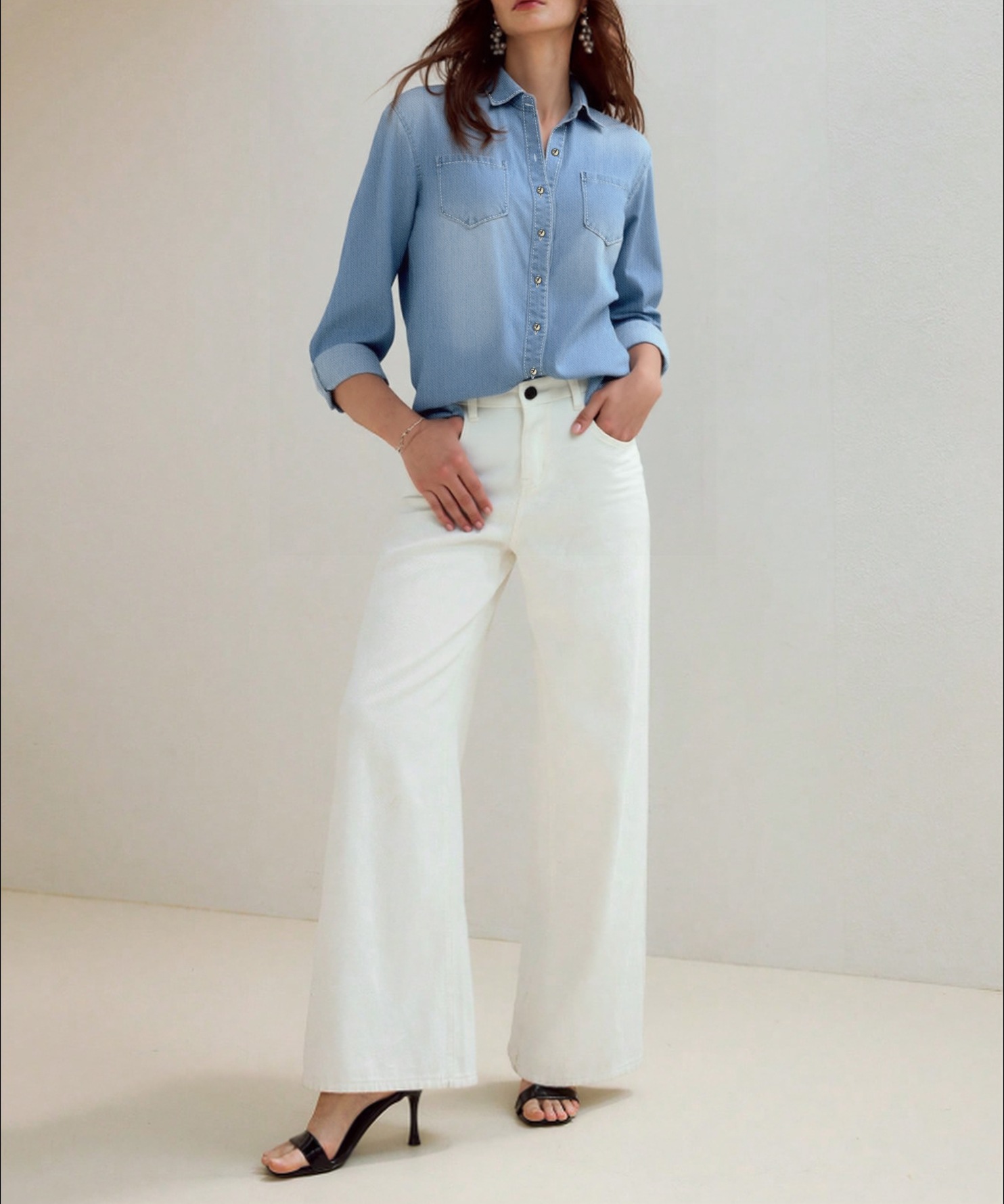 Giacca in denim classica da donna – Camicia casual con bottoni e colletto polo_voghion.com