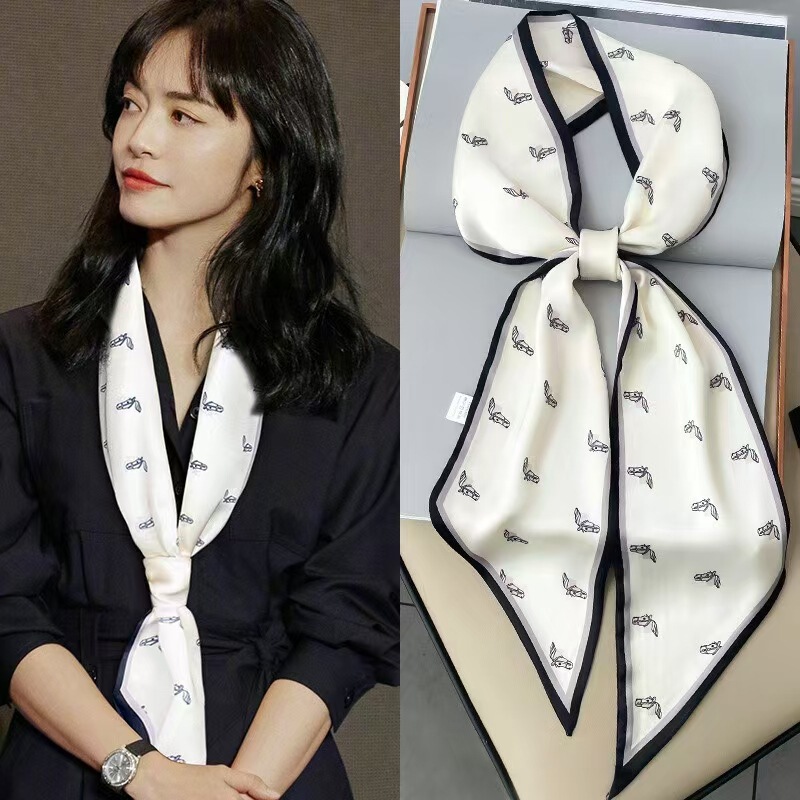 Silk Scarf for Women 2025 New Trendy Versatile Spring, Autumn, and Summer Narrow Scarf to Pair with Shirts and Blouses, Neck Scarf, Neckerchief