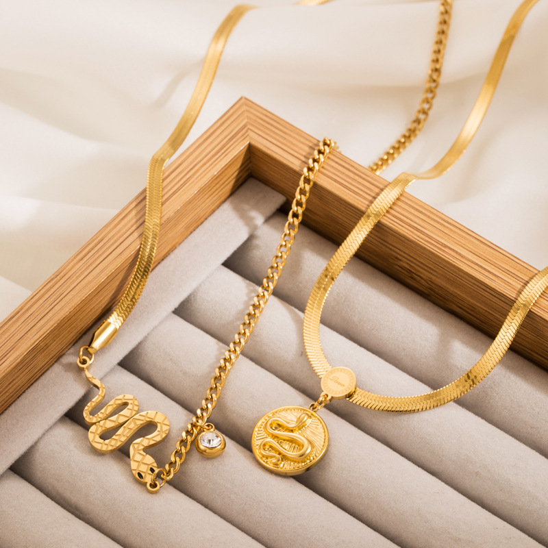 Retro Snake Titanium Steel Plating Pendant Necklace 1 Piece