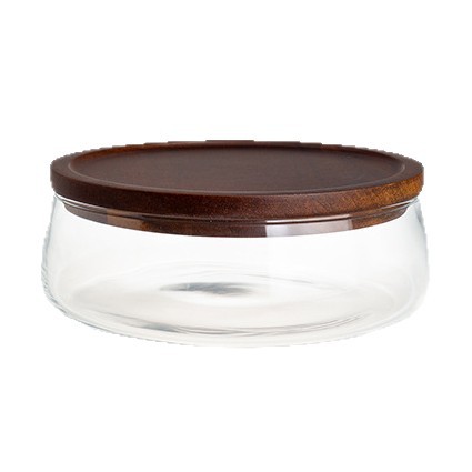 Tigela de doces minimalista em estilo japonês, em vidro, para sala de estar, caixa de madeira para nozes, fruteira alta com suporte para armazenamento e exibição._voghion.com
