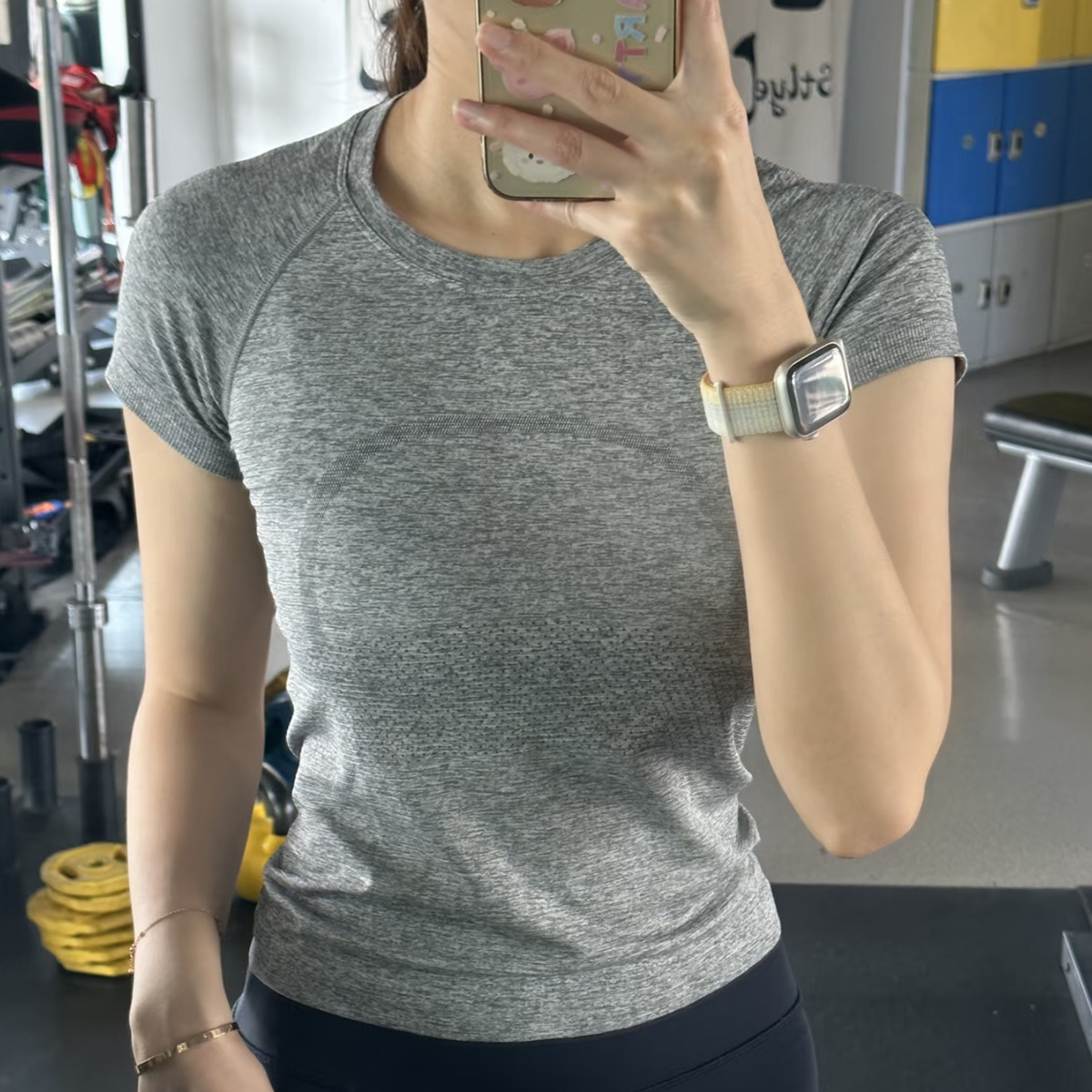 New Version of Short Knitted Yoga Short-Sleeved Women's Tight-Fitting Breathable Quick-Drying Outdoor Sports Fitness Pilates Top T-Shirt