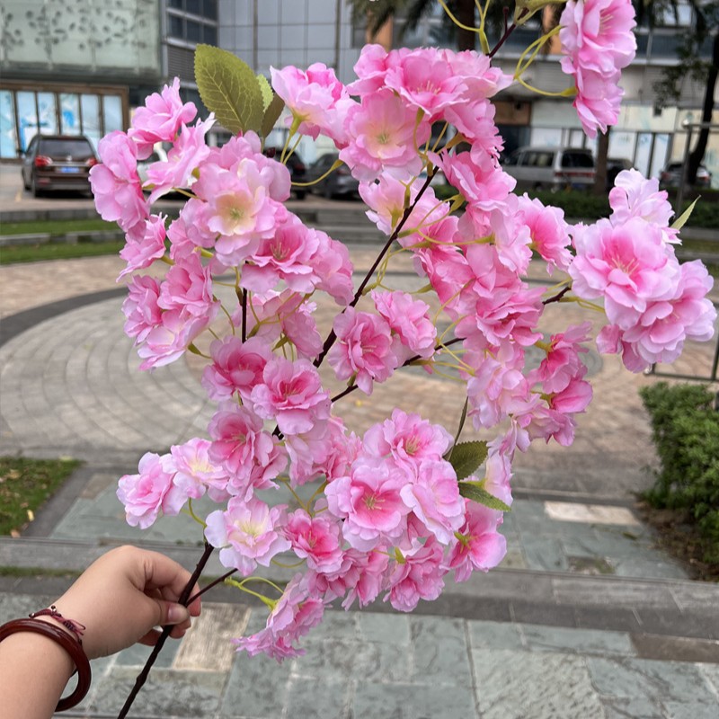 Cifrado 4-fork Cherry Blossom Deep Pink con hojas