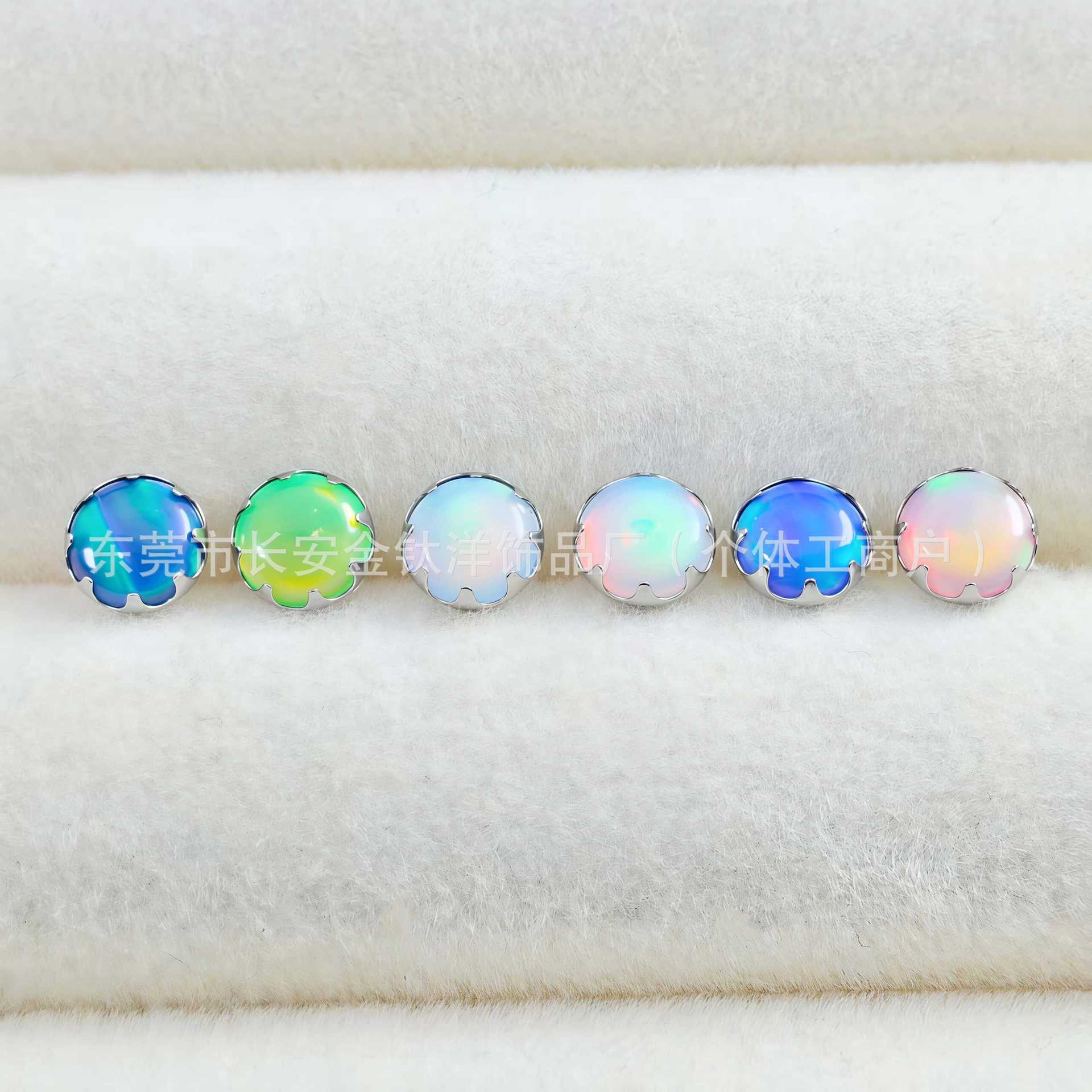 F136 Titanium Serrated Nebula Opal Edge-Studded Tongue Piercing - 5mm G23 Ti Alloy Barbell for Tongue, Ear, Navel detail image 7