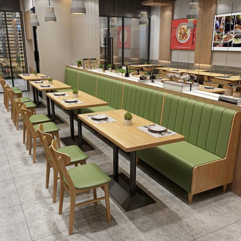 Simple Milk Tea Shop and Cafe Table and Chair Set, Solid Wood Snack Shop, Noodle Shop, Fast Food Restaurant, Restaurant Wall-Side Sofa Booth