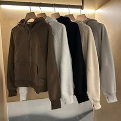 25初秋新款拉链连帽开衫卫衣简约宽松日常通勤百搭5色上衣外套