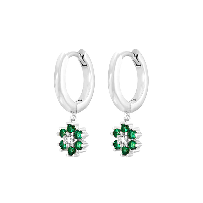 3g Weight Copper Ear Needle Material Zircon Inlay Material Drop Earrings Classification 1 Pair Quantity Holiday, Daily Occasion Copper Material Flower Pattern Women's Gender Inlay Design Simple Style, Classic Style Style 1 Pair Simple Style Classic Style Flower Inlay Copper Zircon Drop Earrings 12