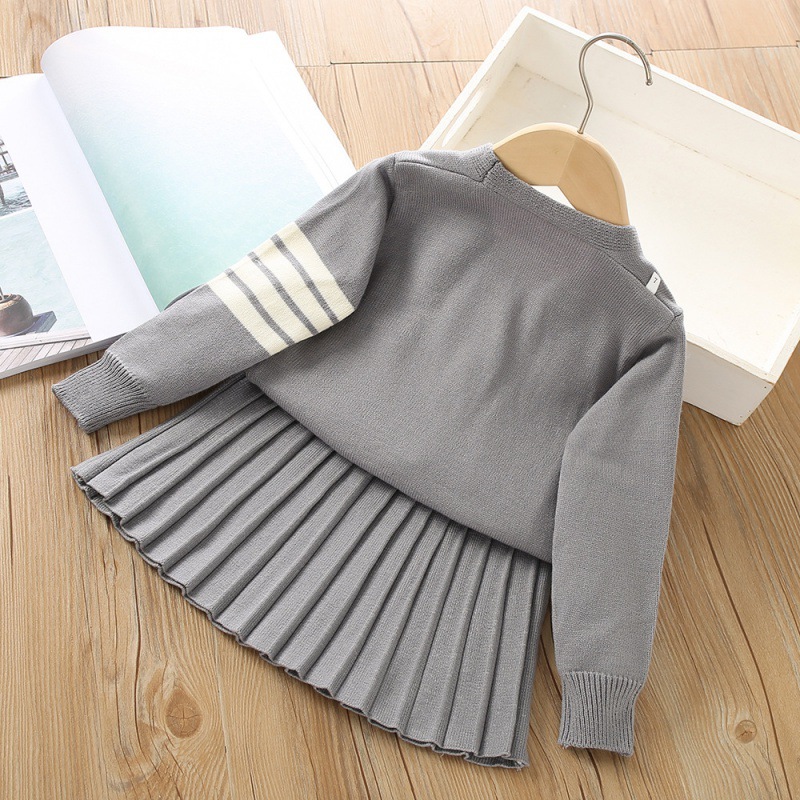 Set maglione da ragazza 2023 Autunno/Inverno Nuova edizione coreana Academy Gonna lavorata a maglia uniforme per bambina in stile occidentale_voghion.com