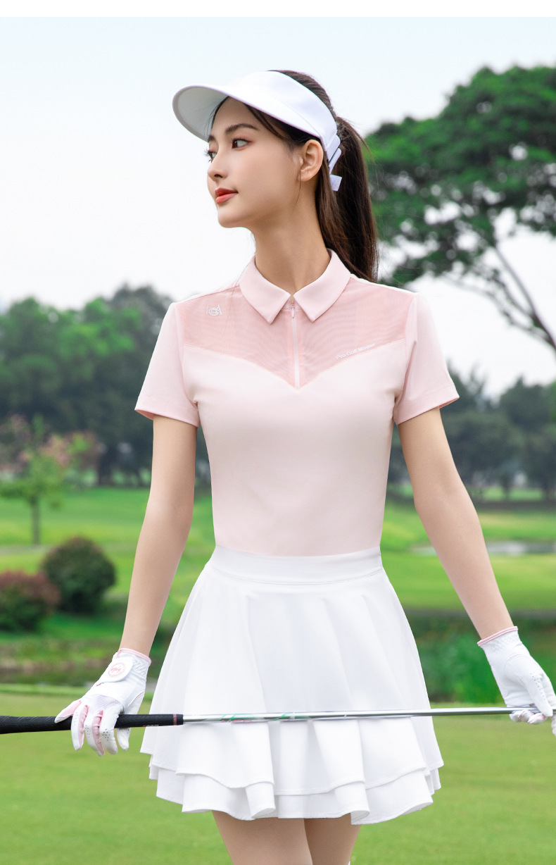 Áo polo tay ngắn nữ chơi golf PGM025 – chất liệu co giãn cao, kháng khuẩn chống UV — YF780 áo đen [kháng khuẩn và chống tia UV/vai thoáng khí/đàn hồi cao và mềm mại], YF780 Sakura Phấn hoa Top [Kháng khuẩn Chống UV/Vai thoáng khí/Độ đàn hồi cao và mềm mại] chi tiết 8