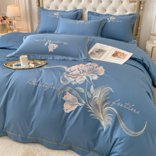 A类80支长绒棉四件套100纯棉床单床笠全棉刺绣被套高档床上用品4