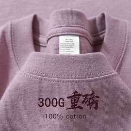香芋紫 300g重磅纯棉t恤厚实不透短袖男女款纯色宽松大码打底上衣