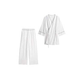 TAOP&ZA夏新款女装通勤风时尚滚边双襟外套8372164宽腿裤8372264