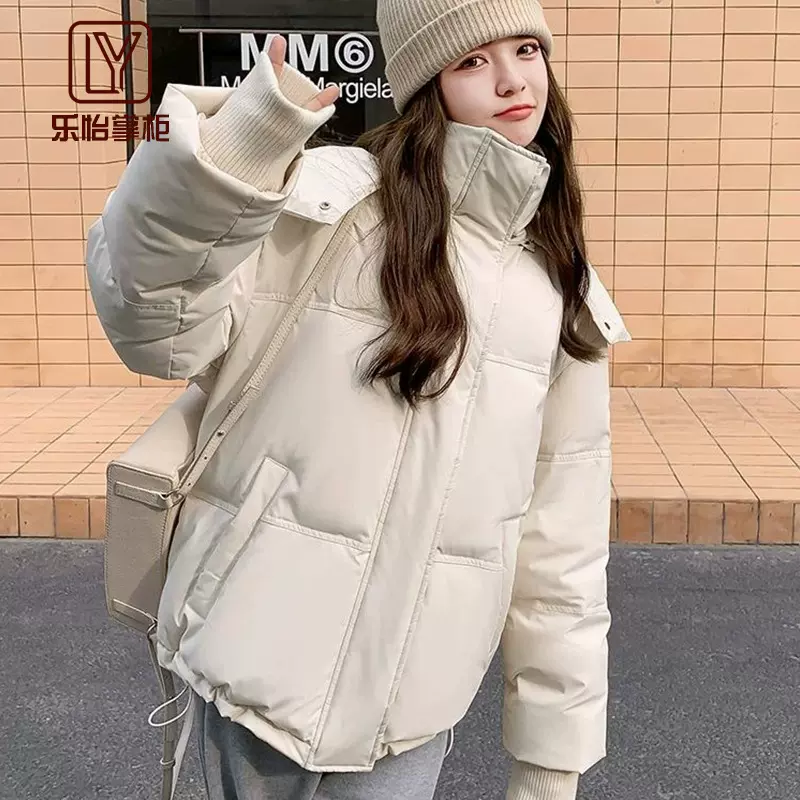外贸新款加厚棉服女冬连帽立领棉袄宽松面包服北方棉衣保暖外套女