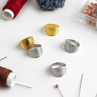 Sewing Handmade Thimble Gold and Silver Handmade Thimble DIY Sewing Tool for Sewing and Mending Thimble Hoop