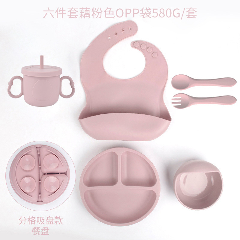 Placa de almuerzo de ventosa resistente a caídas de silicona de grado alimenticio Dumo Baby Juego de tazón Placa de almuerzo de silicona