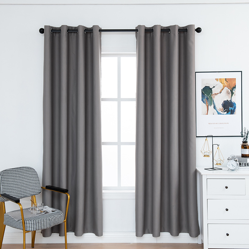 Transfronterizo acabado cortina de estilo europeo sala de estar dormitorio color sólido sombreado cortina de piso fábrica directa una entrega al por mayor