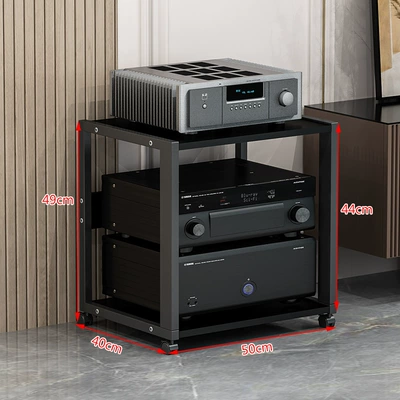 Multi-Layer Adjustable Amplifier Rack, Electric car big tripod - 2-layer-a-style-black-frame-black-walnut-board