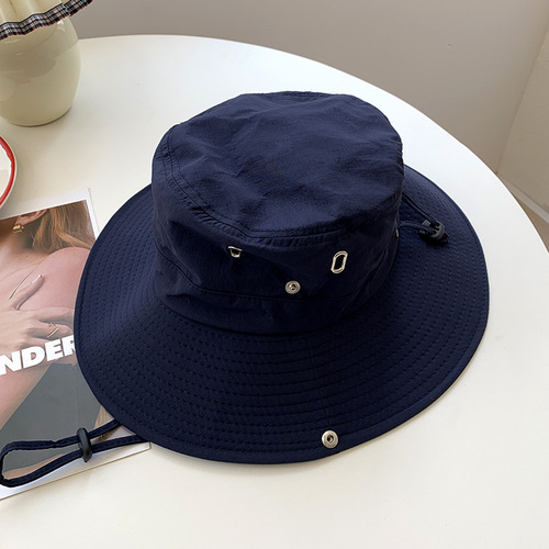 Japanese quick-drying drawstring fisherman's hat, summer brimmed sun hat for outdoor fishing, mountain climbing, western cowboy hat