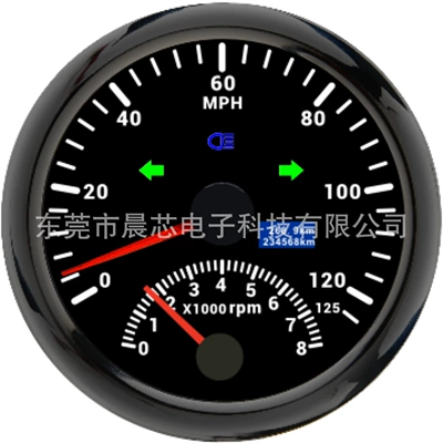 Tachometer Speedometer Two-In-One Multifunctional, automobile instrument - cx8259b-black-plate-black-cover-125mph