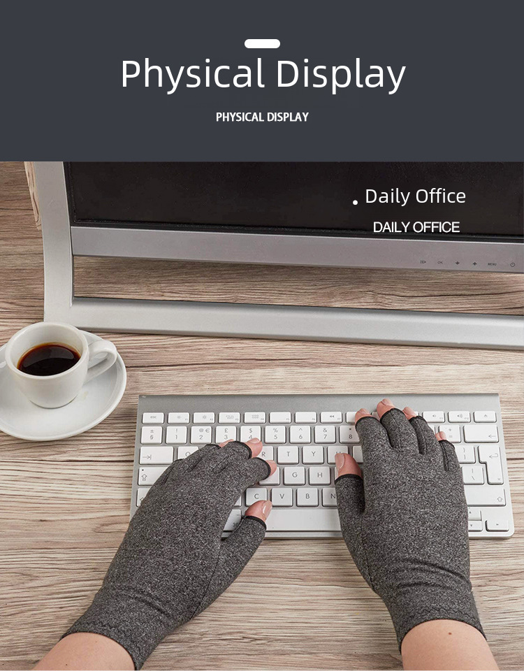  gray half finger pressure gloves joint care training cycling sports fitness cycling gloves wholesale_voghion.com