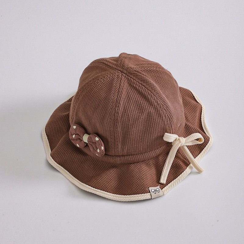 Swallow wick color block bow basin hat coffee / One size fits all