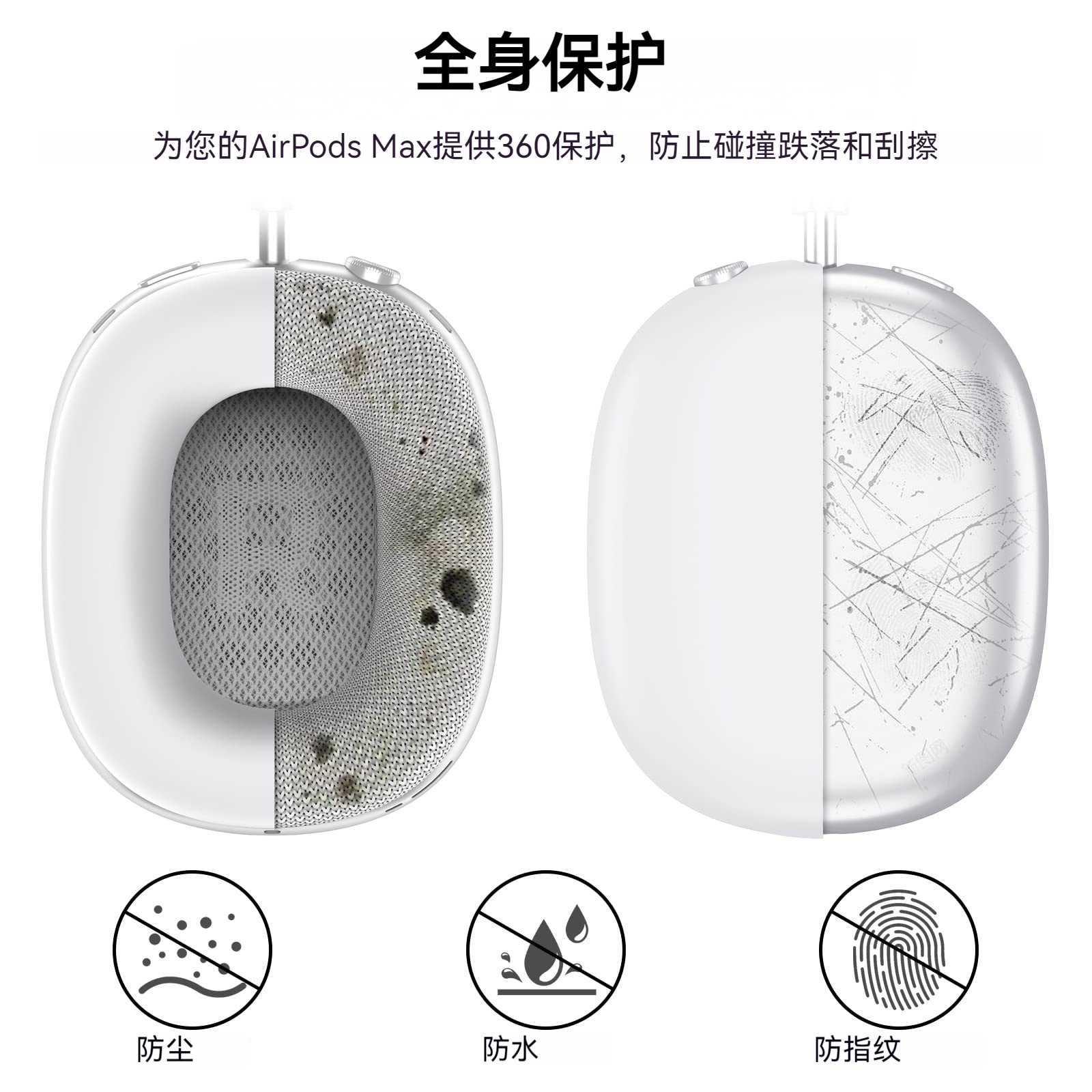 Aplicable para Apple AirPods Max auriculares cubierta de aluminio cubierta de protección contra caídas para auriculares de Apple