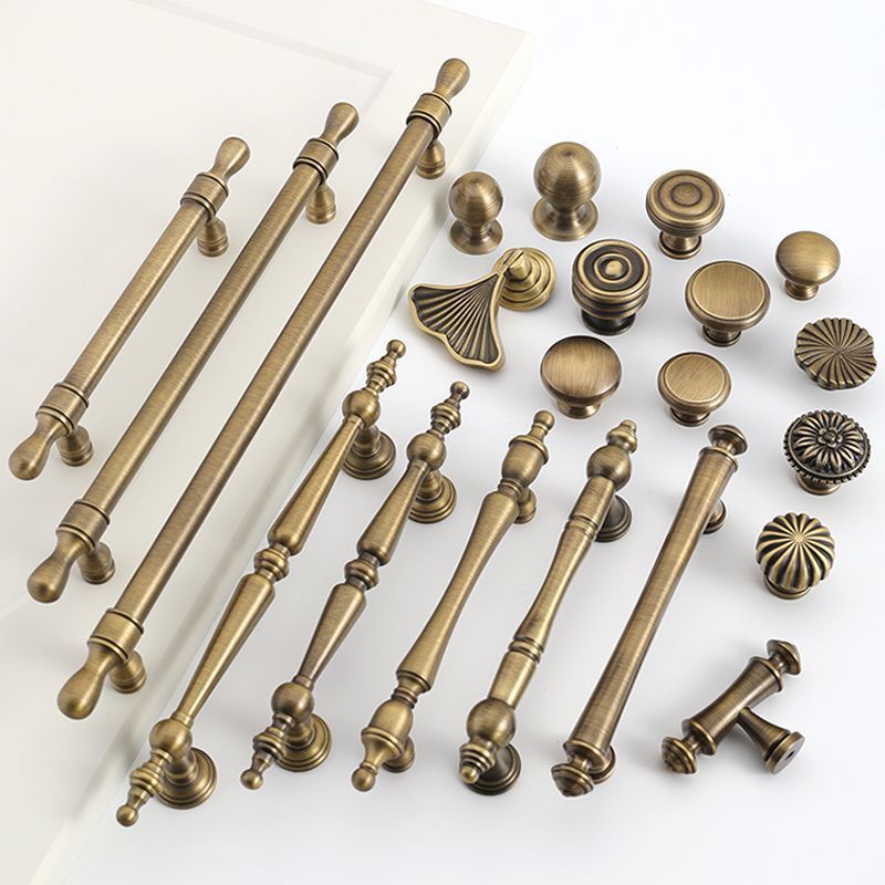 American Retro Cabinet Door Handle Bronze French Wardrobe Door Cabinet Drawer Furniture Brass Antique Style Door Handle