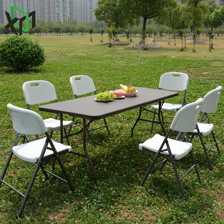 Hdpe Blow Molding Rattan Folding Table 1.8m Folding Table Stall Outdoor Dining Table Folding Table Plastic Table and Chairs Hdpe Blow Molding Rattan Folding Table 1.8m Folding Table Stall Outdoor Dining Table Folding Table Plastic Table and Chairs