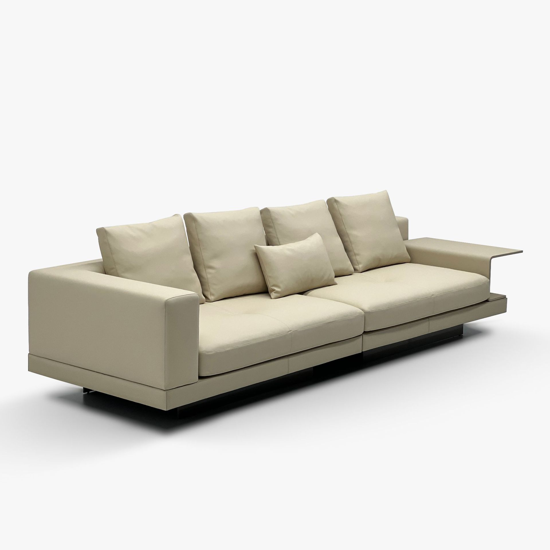 Italian Minimalist Connery Leather Sofa with Steel Armrests Designer Internet Celebrity Living Room down Leather Combination Sofa