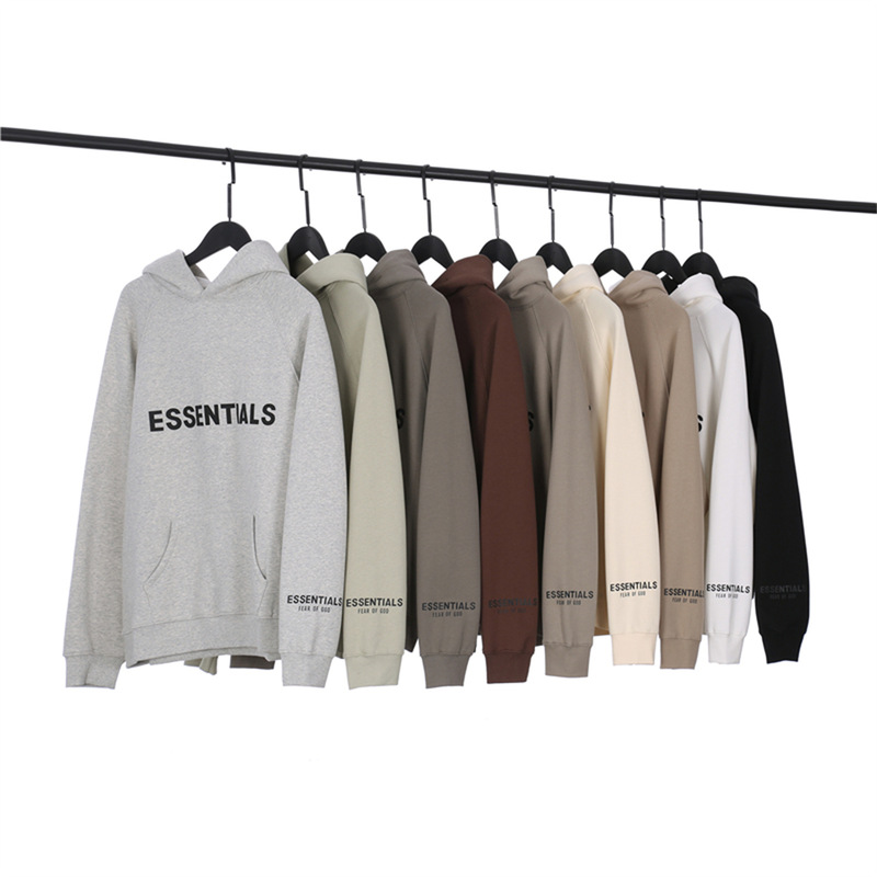FOG Fear Of God Essentials3D Letter Three-Dimensional Drop Glue Multi-Line fleece-lined Hoodie Sweater for Men and Women FOG Fear Of God Essentials3D Letter Three-Dimensional Drop Glue Multi-Line fleece-lined Hoodie Sweater for Men and Women