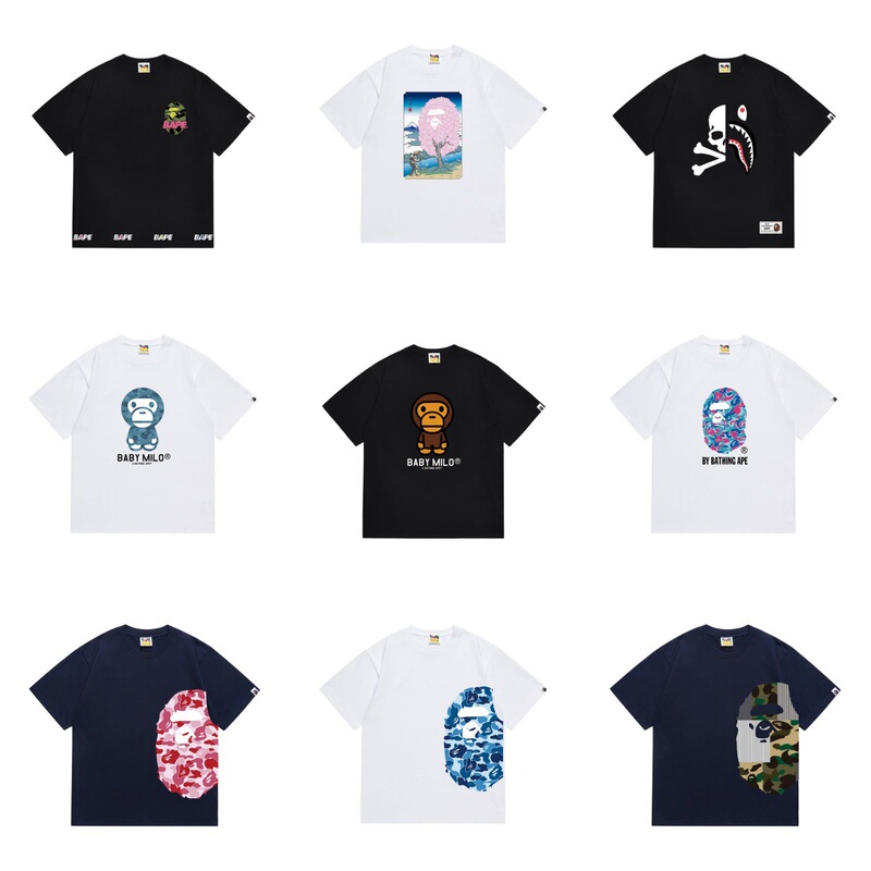 2024 Summer Trendy Brand Short-Sleeved T-Shirt with Little Monkey Print 2024 Summer Trendy Brand Short-Sleeved T-Shirt with Little Monkey Print