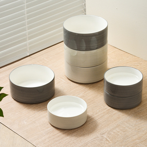 Ceramic cat bowl, dog food bowl, anti-knock wooden frame, special cat bowl for kittens, double bowl, drinking water feeding bowl, pet bowl supplies