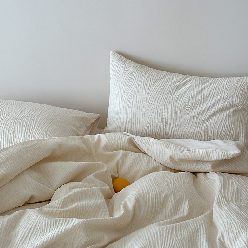 Cotton Jacquard Four Piece Bedding Set With Tree Pattern Texture_voghion.com