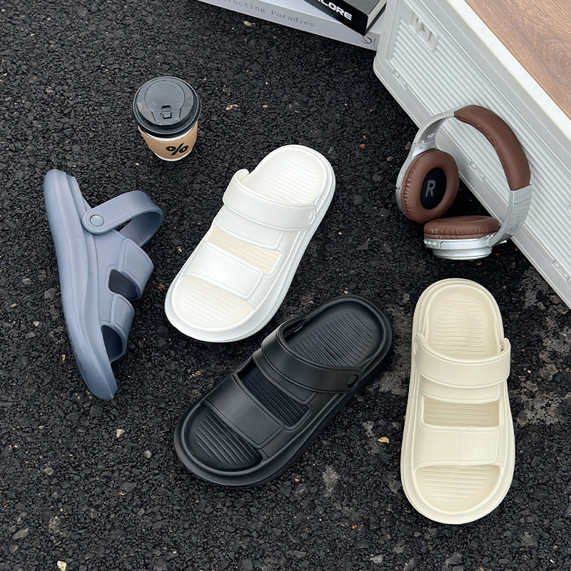 Zapatillas de suela gruesa para hombre con sentido de la mierda, tendencia y todo fósforo, se puede conducir con suela blanda, zapatillas de verano de alta elasticidad, zapatillas de playa