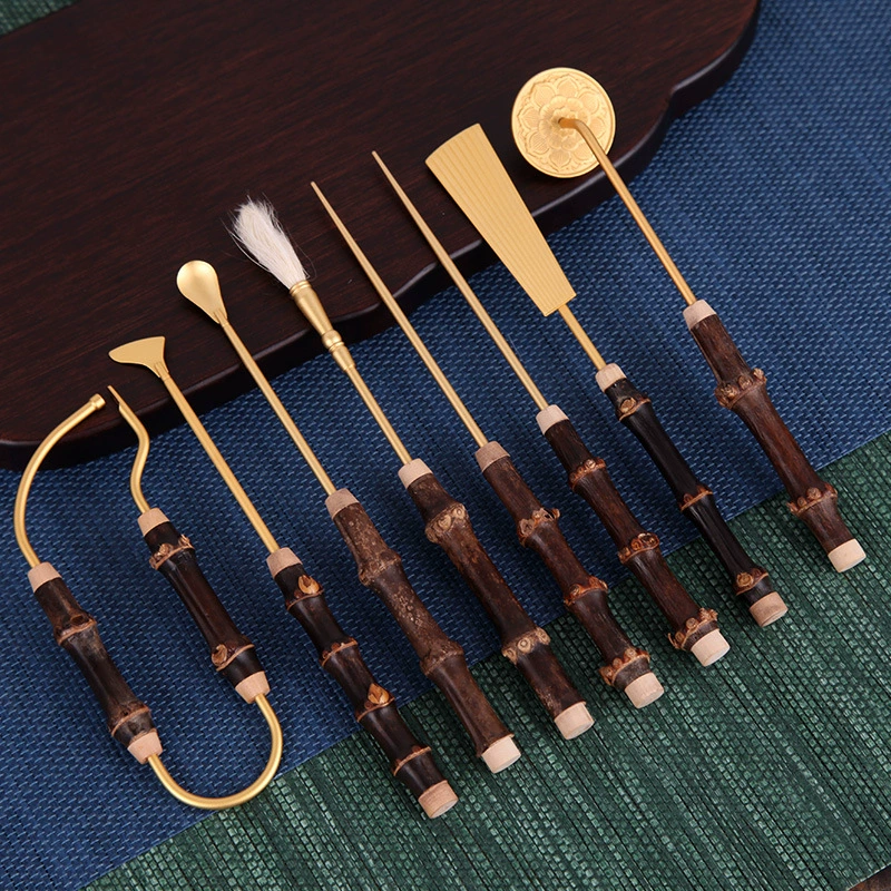 Набор из семи предметов из чистой меди Модернизированный утолщенный костюм для благовоний инструменты для благовоний ложка Лопата Серый игровой полый дымчатый огнеизоляционные материалы