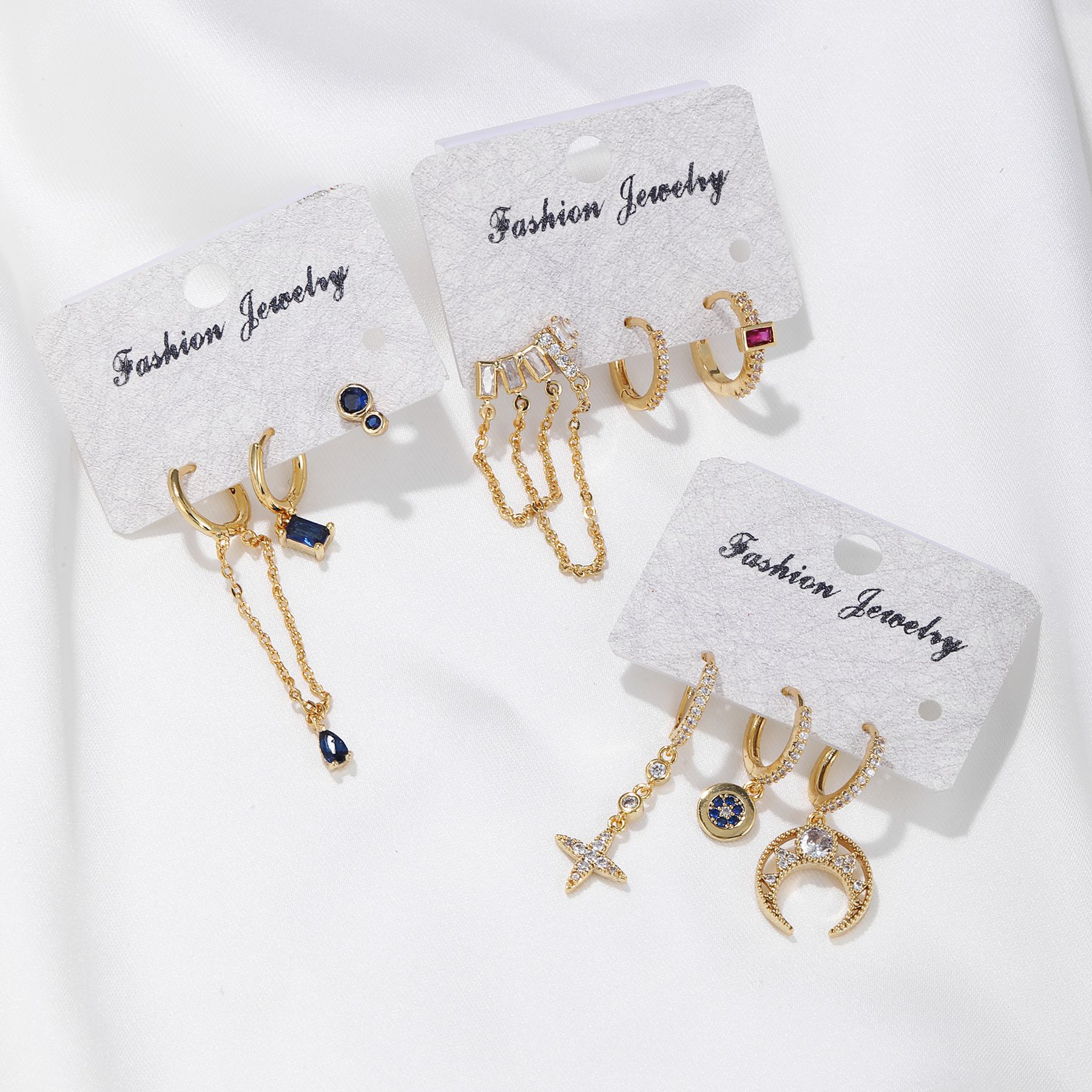 6g Weight Zircon Inlay Material Earrings Classification Housewarming, Anniversary, Business, Wedding, Travel, Birthday, Festival Occasion Brass Material Geometric Pattern Women'S Gender Geometric Brass Zircon Earrings For Women'S 4