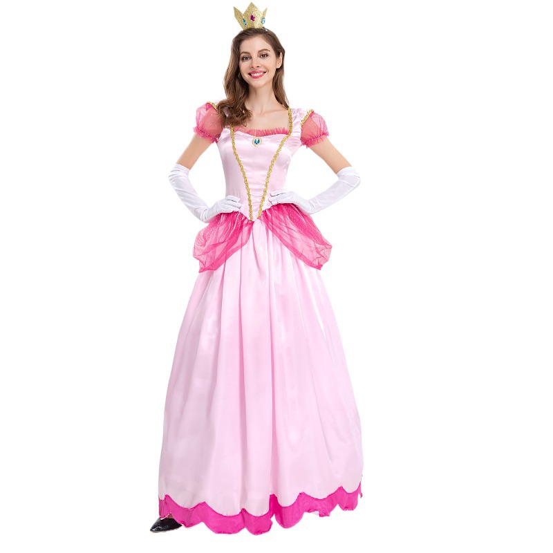 Halloween costume, Princess Peach, Pink Princess, Stage dress, Party Queen dress, Formal gown